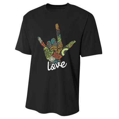 Love Asl Interpreter Hand Sign Language Translator Performance Sprint T-Shirt