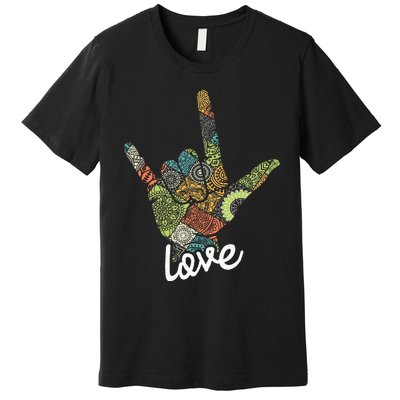 Love Asl Interpreter Hand Sign Language Translator Premium T-Shirt