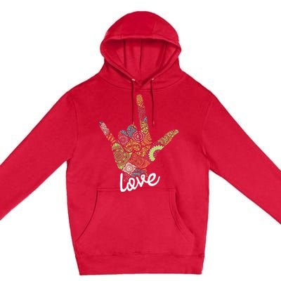 Love Asl Interpreter Hand Sign Language Translator Premium Pullover Hoodie