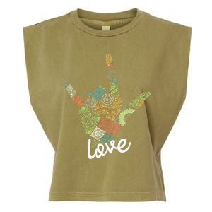 Love Asl Interpreter Hand Sign Language Translator Garment-Dyed Women's Muscle Tee