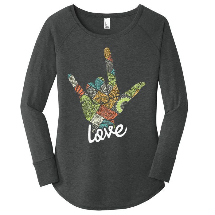 Love Asl Interpreter Hand Sign Language Translator Women's Perfect Tri Tunic Long Sleeve Shirt