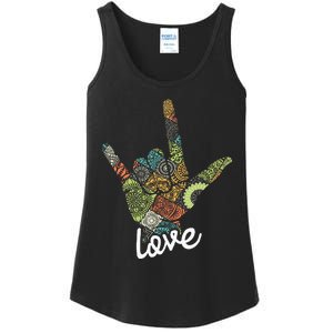 Love Asl Interpreter Hand Sign Language Translator Ladies Essential Tank