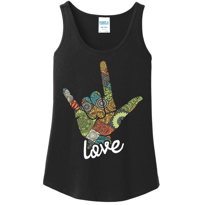 Love Asl Interpreter Hand Sign Language Translator Ladies Essential Tank