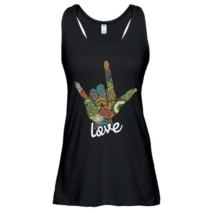 Love Asl Interpreter Hand Sign Language Translator Ladies Essential Flowy Tank