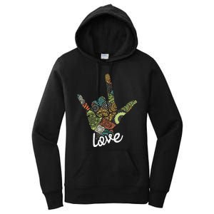 Love Asl Interpreter Hand Sign Language Translator Women's Pullover Hoodie