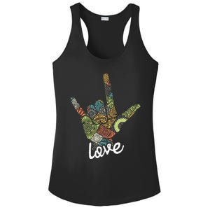 Love Asl Interpreter Hand Sign Language Translator Ladies PosiCharge Competitor Racerback Tank