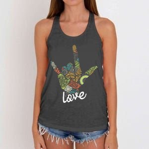 Love Asl Interpreter Hand Sign Language Translator Women's Knotted Racerback Tank