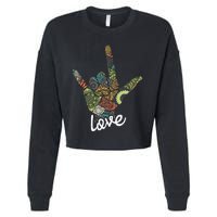 Love Asl Interpreter Hand Sign Language Translator Cropped Pullover Crew