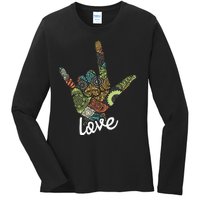 Love Asl Interpreter Hand Sign Language Translator Ladies Long Sleeve Shirt