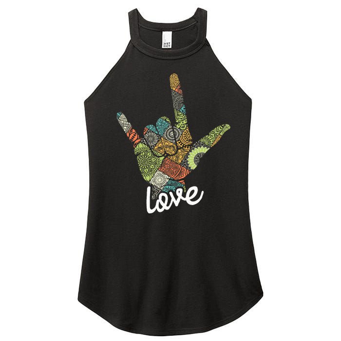 Love Asl Interpreter Hand Sign Language Translator Women's Perfect Tri Rocker Tank