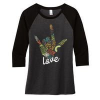 Love Asl Interpreter Hand Sign Language Translator Women's Tri-Blend 3/4-Sleeve Raglan Shirt