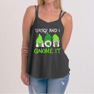 Lucky And I Gnome It Lucky Shamrock St Patrick's Day Squad Women's Strappy Tank