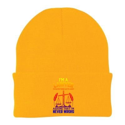 Lawyer Assume I'm Right Funny Attorney Law School Graphic Gift Knit Cap Winter Beanie