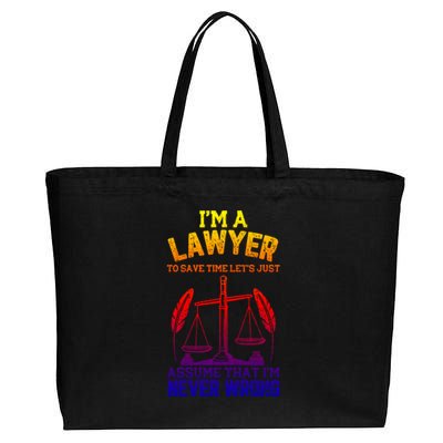 Lawyer Assume I'm Right Funny Attorney Law School Graphic Gift Cotton Canvas Jumbo Tote