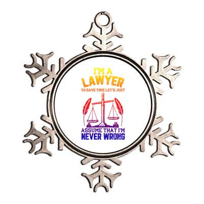 Lawyer Assume I'm Right Funny Attorney Law School Graphic Gift Metallic Star Ornament