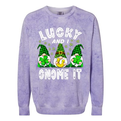 Lucky And I Gnome It Lucky Shamrock St Patrick's Day Squad Colorblast Crewneck Sweatshirt