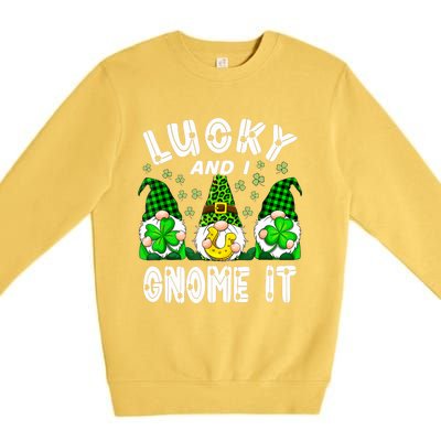 Lucky And I Gnome It Lucky Shamrock St Patrick's Day Squad Premium Crewneck Sweatshirt