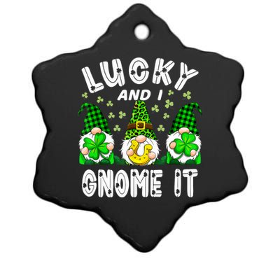 Lucky And I Gnome It Lucky Shamrock St Patrick's Day Squad Ceramic Star Ornament