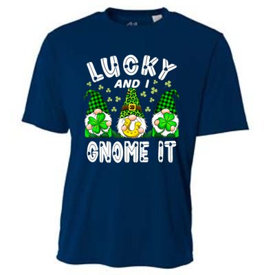 Lucky And I Gnome It Lucky Shamrock St Patrick's Day Squad Cooling Performance Crew T-Shirt