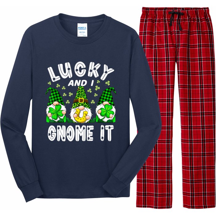 Lucky And I Gnome It Lucky Shamrock St Patrick's Day Squad Long Sleeve Pajama Set