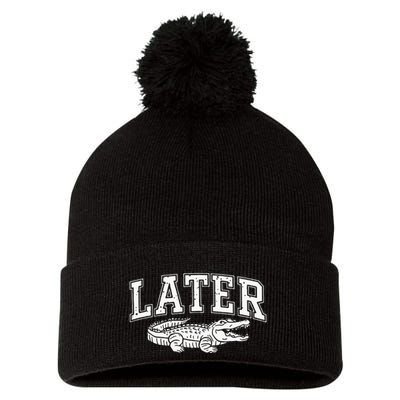 Later Alligator In A While Crocodile Gator Pom Pom 12in Knit Beanie
