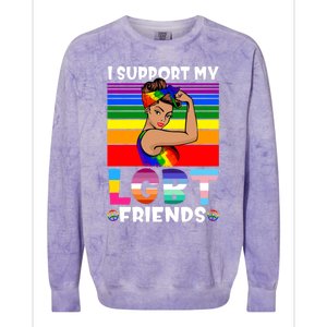 Lgbt Awareness I Support My Lgbt Friends Lgbtq Gay Lesbian Gift Colorblast Crewneck Sweatshirt