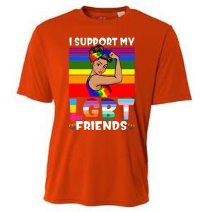 Lgbt Awareness I Support My Lgbt Friends Lgbtq Gay Lesbian Gift Cooling Performance Crew T-Shirt