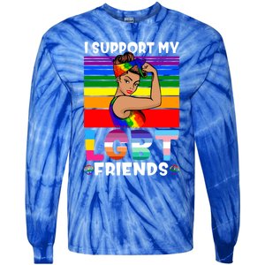 Lgbt Awareness I Support My Lgbt Friends Lgbtq Gay Lesbian Gift Tie-Dye Long Sleeve Shirt