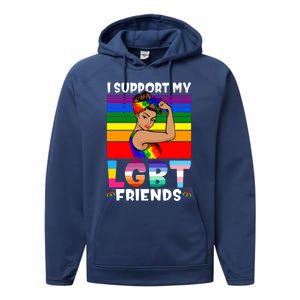 Lgbt Awareness I Support My Lgbt Friends Lgbtq Gay Lesbian Gift Performance Fleece Hoodie