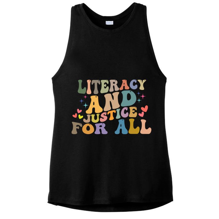 Literacy And Justice For All Reading Book Club Ladies PosiCharge Tri-Blend Wicking Tank