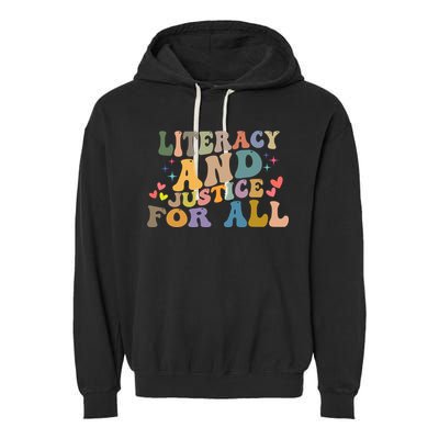 Literacy And Justice For All Reading Book Club Garment-Dyed Fleece Hoodie