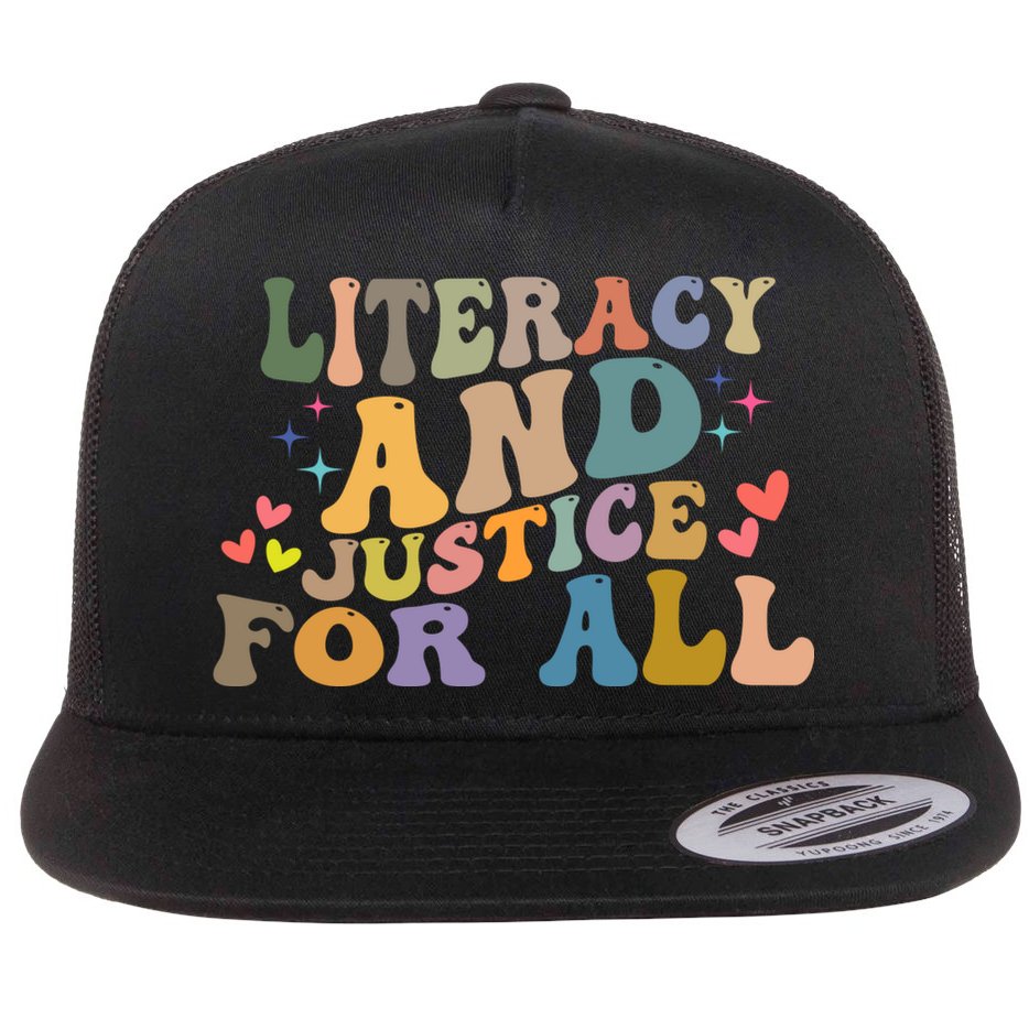 Literacy And Justice For All Reading Book Club Flat Bill Trucker Hat