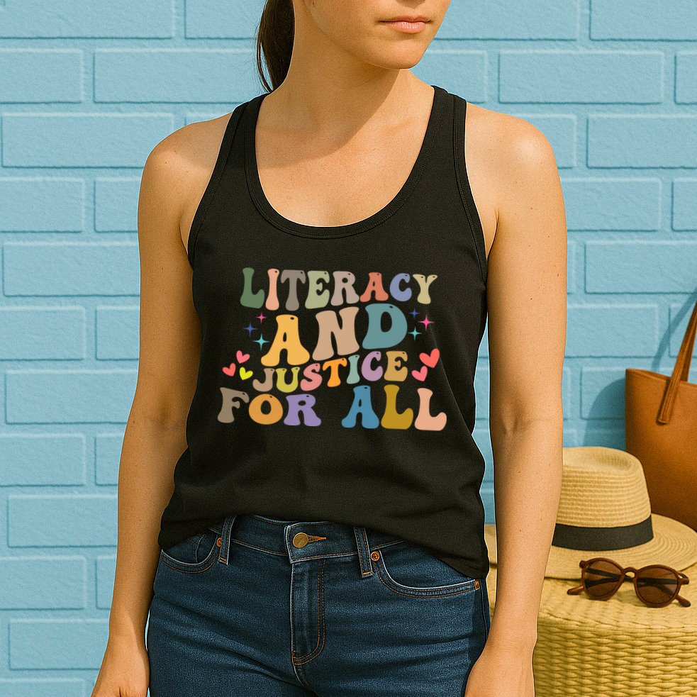Literacy And Justice For All Reading Book Club Womens Tank Top