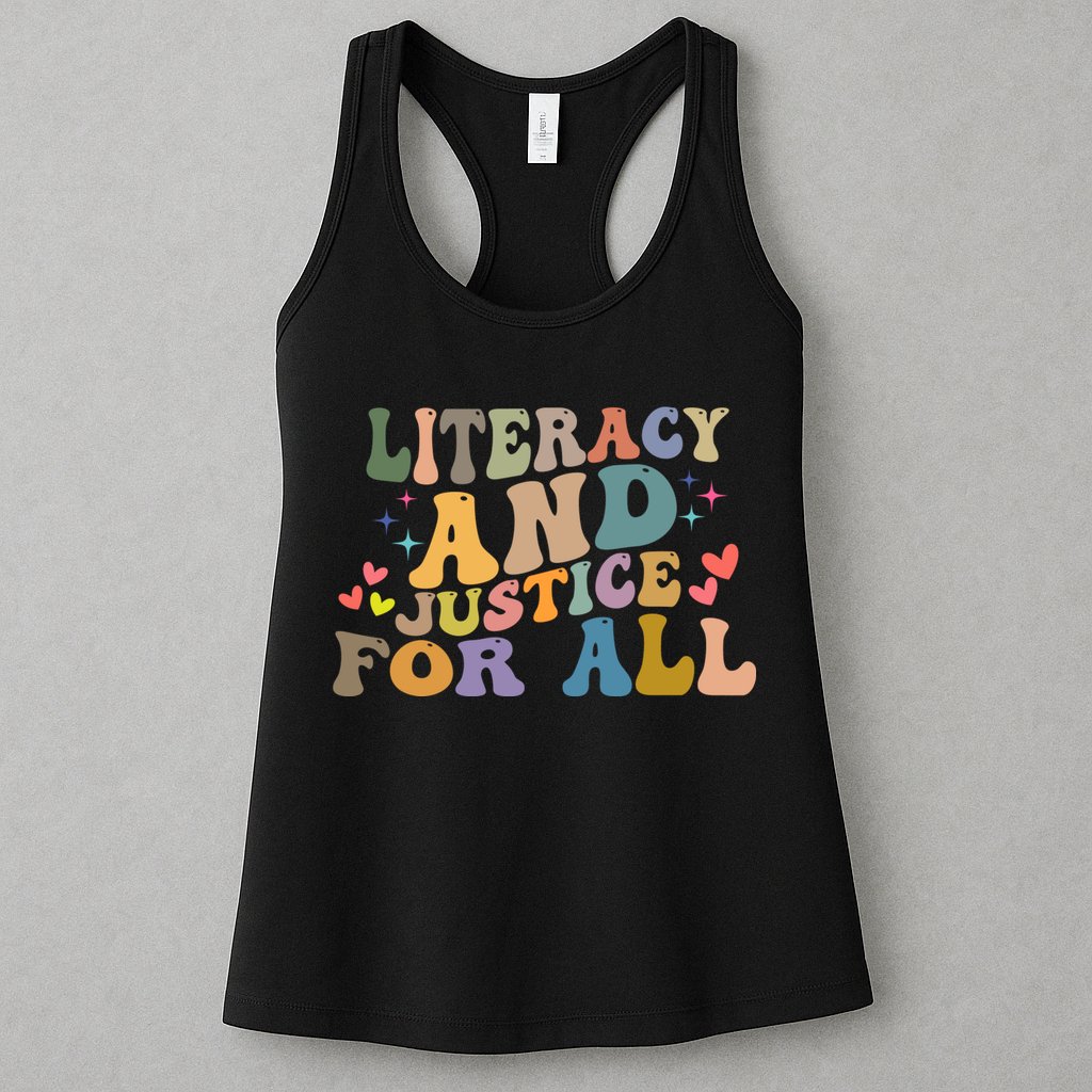Literacy And Justice For All Reading Book Club Womens Tank Top