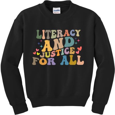 Literacy And Justice For All Reading Book Club Kids Sweatshirt