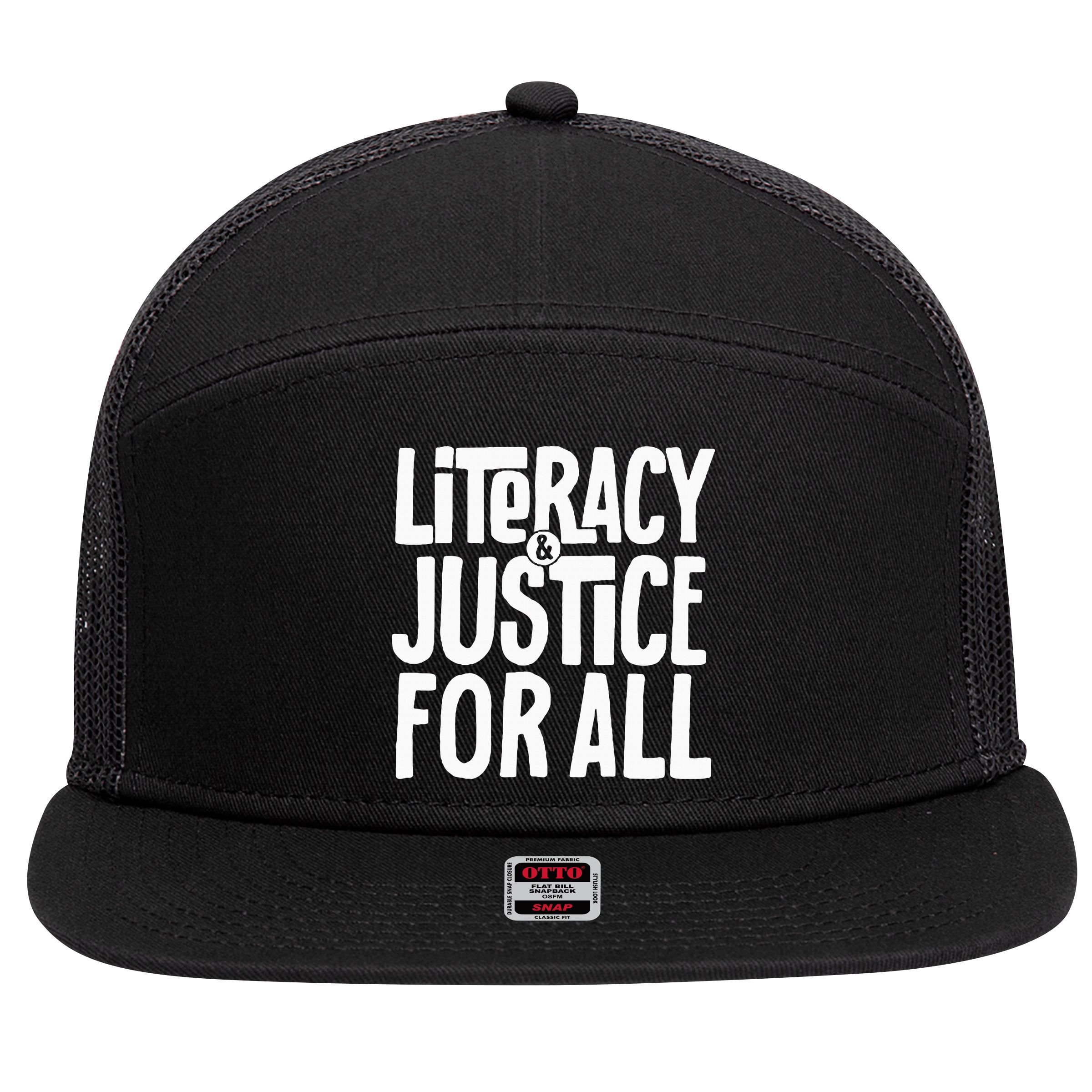Literacy And Justice All 7 Panel Mesh Trucker Snapback Hat