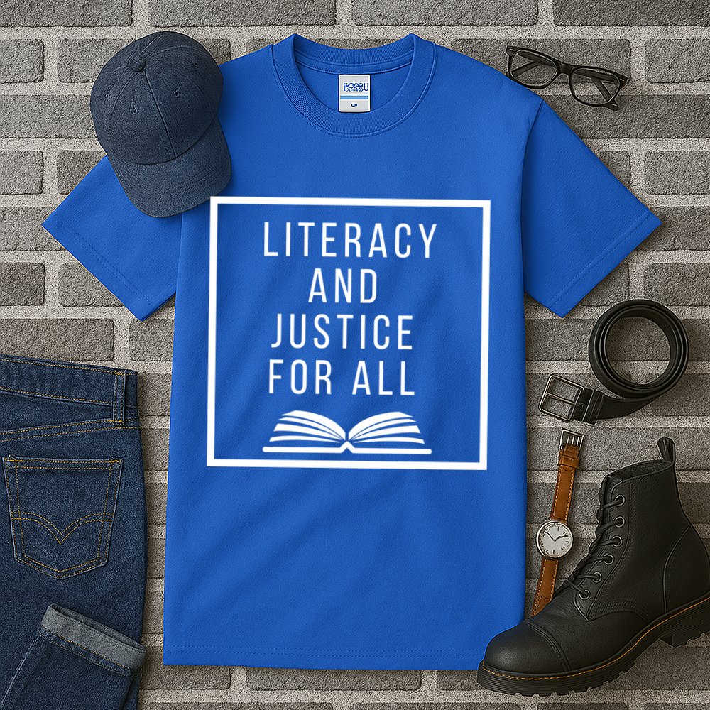 Literacy And Justice For All Social Justice Readingteacher Funny Gift Tall T-Shirt