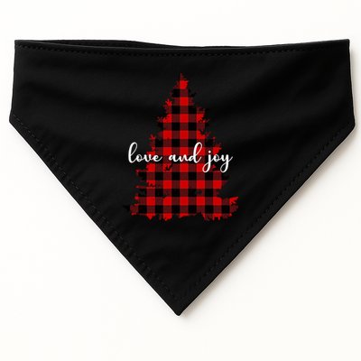 Love And Joy Checkered Christmas Tree USA-Made Doggie Bandana