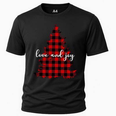 Love And Joy Checkered Christmas Tree Performance Shirt