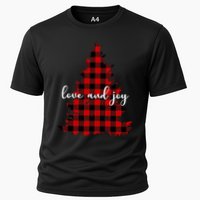Love And Joy Checkered Christmas Tree Cooling Performance Crew T-Shirt