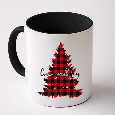 Love And Joy Checkered Christmas Tree Mug