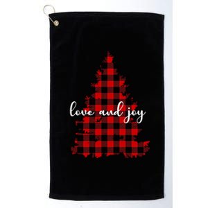 Love And Joy Checkered Christmas Tree Platinum Collection Golf Towel