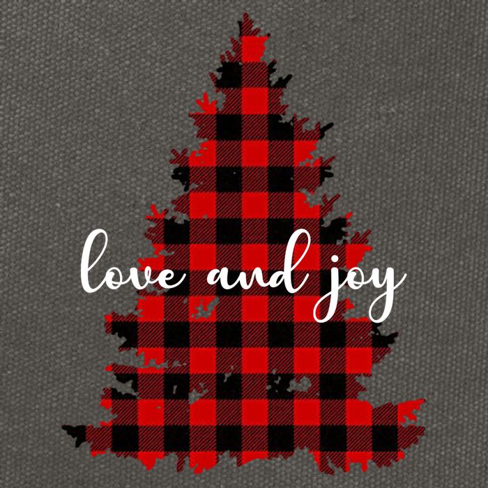 Love And Joy Checkered Christmas Tree Cotton Canvas Backpack