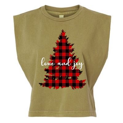 Love And Joy Checkered Christmas Tree Garment-Dyed Women's Muscle Tee