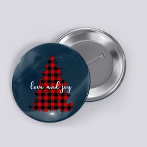 Love And Joy Checkered Christmas Tree Button