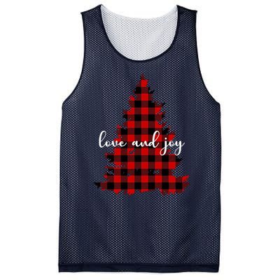 Love And Joy Checkered Christmas Tree Mesh Reversible Basketball Jersey Tank