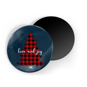 Love And Joy Checkered Christmas Tree Magnet