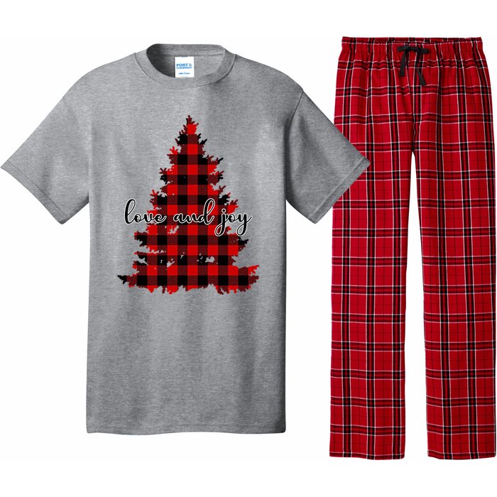 Love And Joy Checkered Christmas Tree Pajama Set