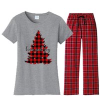 Love And Joy Checkered Christmas Tree Women's Flannel Pajama Set