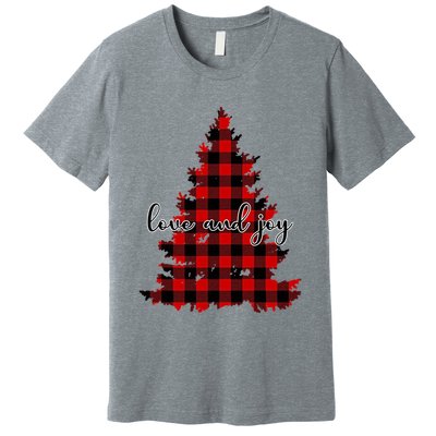Love And Joy Checkered Christmas Tree Premium T-Shirt